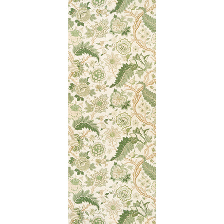 Darsy Tree of Life Sisal Panel Set in Leaf by Schumacher. Large-scale botanical wallpaper with green and beige floral pattern on textured sisal ground.