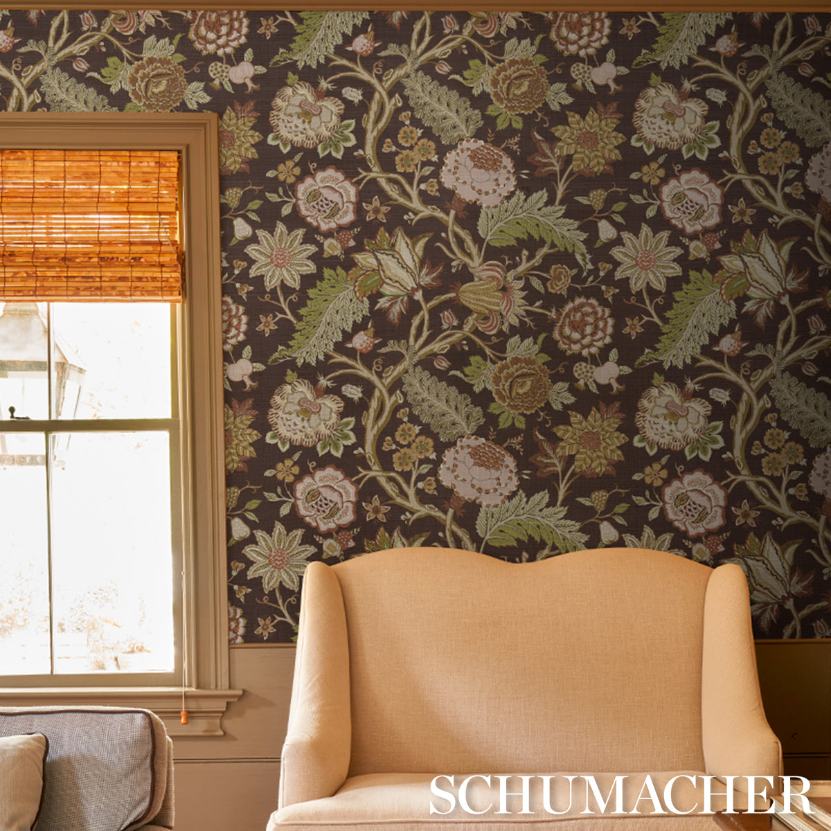 Darsy Tree of Life Sisal Sepia by Schumacher Botanical Wallpaper – Schumacher 5015640