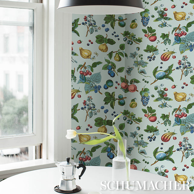 Berry Grove Sky Botanical Fruit Wallpaper – Schumacher 5015651