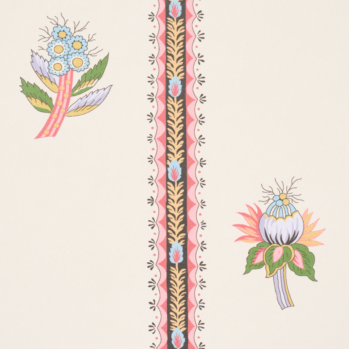 LES FLEURS EXOTIQUES Antique Rose by Schumacher Vintage Floral Stripe Wallpaper – Schumacher 5015660