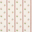 LES FLEURS EXOTIQUES wallpaper in Antique Rose by Schumacher, featuring vintage-inspired vertical stripes and delicate tropical flowers.