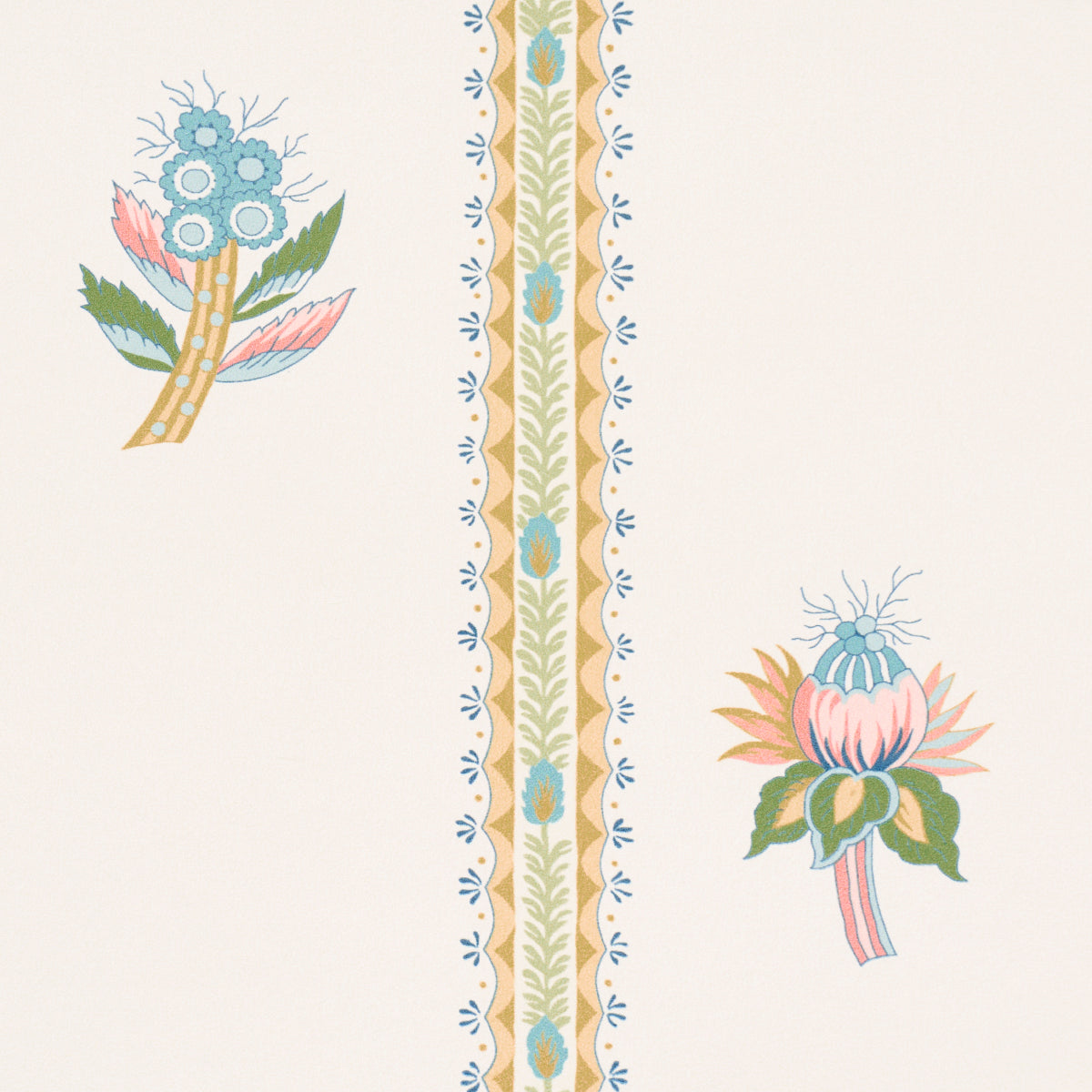 LES FLEURS EXOTIQUES Citron by Schumacher Domino Effect Collection Vintage Floral Stripe Wallpaper – Schumacher 5015661
