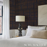 Axel Plaid Wallcovering Navy/Espresso by Schumacher – Patterson Flynn Italian Jacquard 5015721