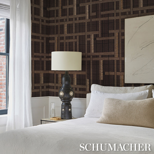 Axel Plaid Wallcovering Saddle Brown Schumacher – 5015722