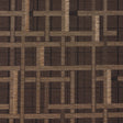 Axel Plaid Wallcovering in Saddle Brown by Schumacher, artisanal geometric jacquard weave wallpaper with cut fringe detail, shown in a modern bedroom setting.