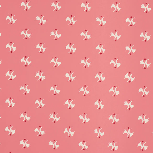 LAVIGNE wallpaper in Rouge by Schumacher, featuring a playful abstract motif on a pink-red background.