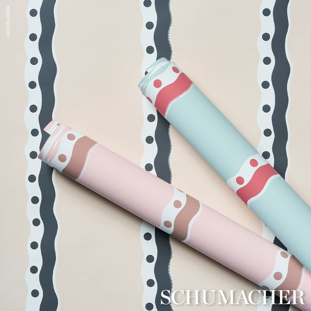 Rousseau Stripe Cocoa & Blush by Schumacher Modern Stripe Wallpaper – Schumacher 5015741