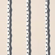 Rousseau Stripe wallpaper in Noir & Cream by Schumacher, featuring wavy black and white stripes with polka dots on a cream background.