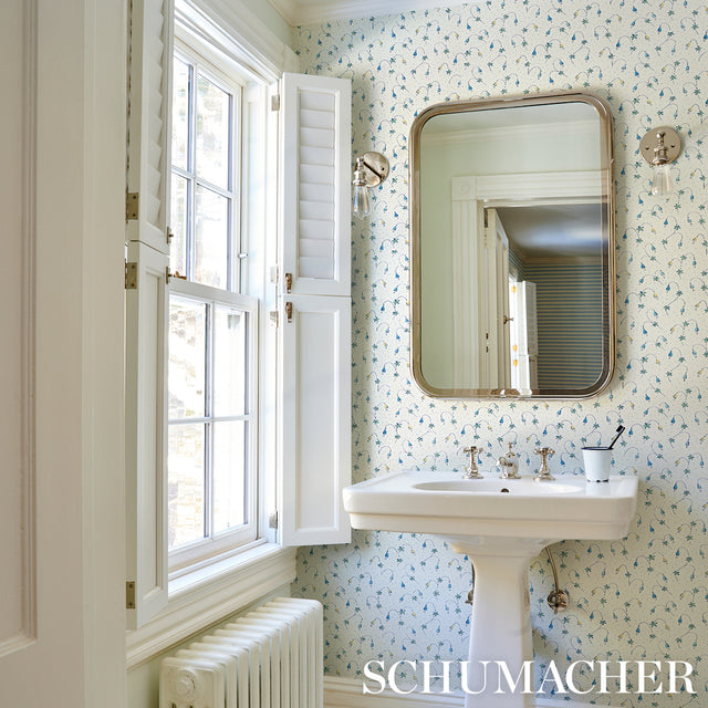 Lolly Floral Blue by Schumacher Playful Small-Scale Floral Wallpaper – Schumacher 5015750