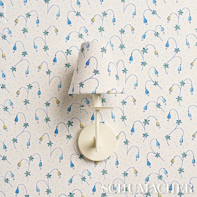Lolly Floral Blue by Schumacher Playful Small-Scale Floral Wallpaper – Schumacher 5015750