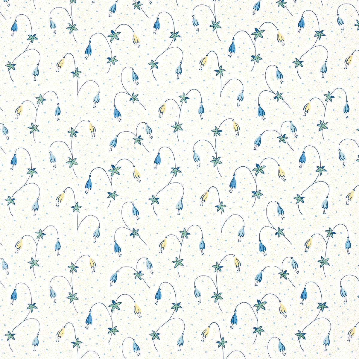 Lolly Floral wallpaper in blue and yellow with playful small-scale floral pattern by Schumacher