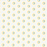 Lucie wallpaper in yellow and sky by Schumacher, featuring lively starbursts and crescent moons in a small-scale celestial pattern.