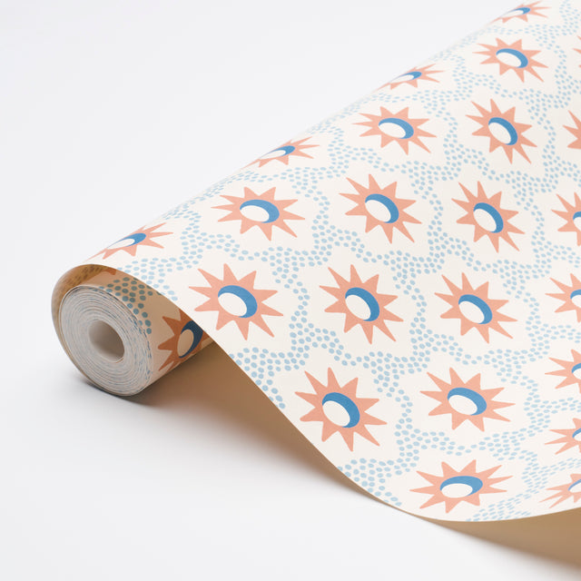 Lucie Clay & Blue Celestial Starburst Wallpaper by Schumacher – 5015761