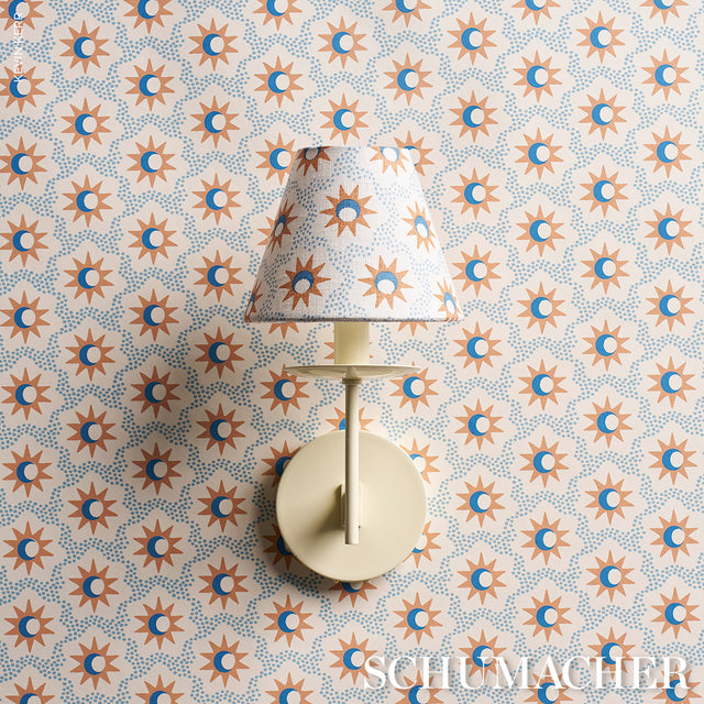 Lucie Clay & Blue Celestial Starburst Wallpaper by Schumacher – 5015761