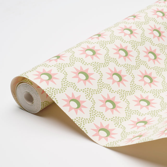 Lucie Pink & Green Celestial Starburst Wallpaper – Schumacher 5015762