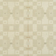Periscope Sisal wallpaper by Schumacher in a neutral geometric pattern, shown in a styled bedroom setting.