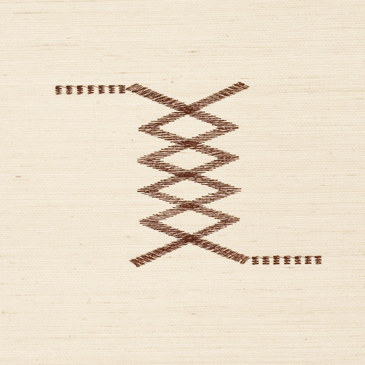Kin Sisal Embroidery Hazel on Ivory by Schumacher Modern Hand-Stitched Geometric Wallpaper – Schumacher 5015780