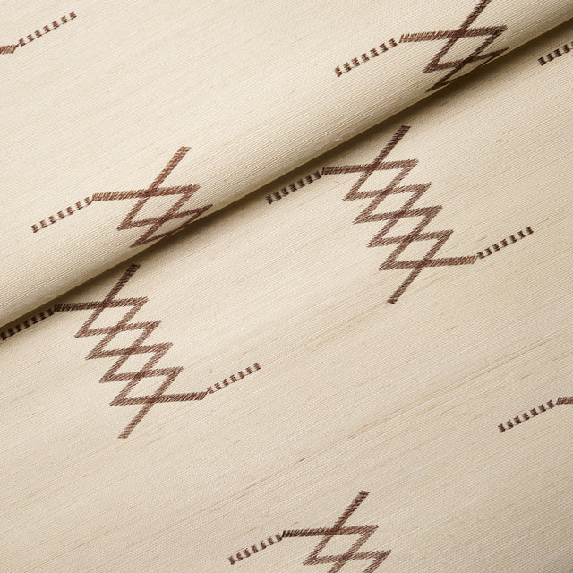 Kin Sisal Embroidery Hazel on Ivory by Schumacher Modern Hand-Stitched Geometric Wallpaper – Schumacher 5015780