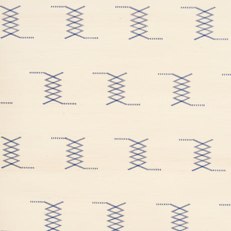 Kin Sisal Embroidery wallpaper in Ink on Ivory by Schumacher, featuring a minimal, hand-stitched geometric pattern on sisal.