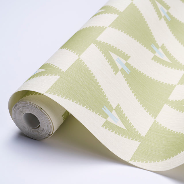 Kalido Pistachio Geometric Wallpaper by Schumacher x A Rum Fellow – Schumacher 5015790