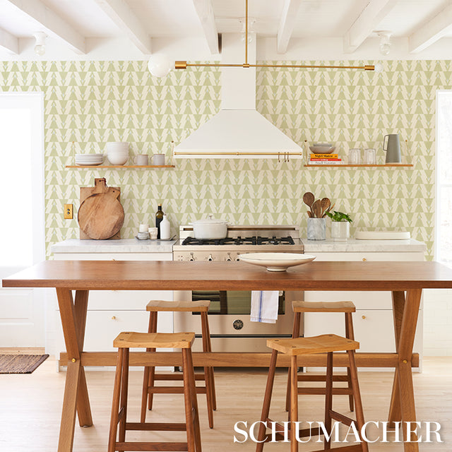 Kalido Pistachio Geometric Wallpaper by Schumacher x A Rum Fellow – Schumacher 5015790