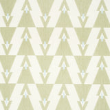 Kalido Pistachio geometric wallpaper by Schumacher, designed in collaboration with A Rum Fellow, shown in a modern kitchen setting.