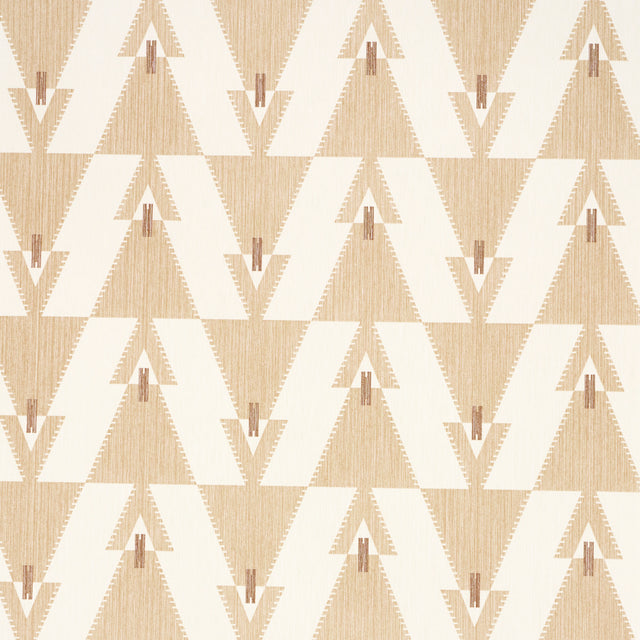 Kalido Oat geometric wallpaper by Schumacher, designed in collaboration with A Rum Fellow, shown in a modern interior setting.
