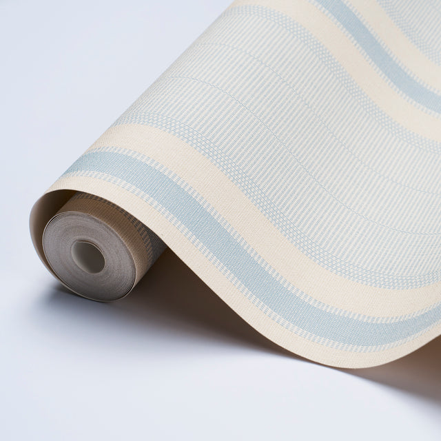 Ipala Stripe Vinyl Sky by Schumacher High-Performance Striped Type II Vinyl Wallpaper – 5015800