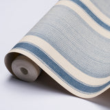 Ipala Stripe Vinyl Ocean by Schumacher – A Rum Fellow High-Performance Striped Vinyl Wallpaper 5015801