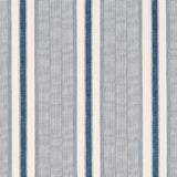 Ipala Stripe Vinyl wallpaper in Ocean by Schumacher, a blue and white multi-width stripe high-performance vinyl wallcovering designed in collaboration with A Rum Fellow.