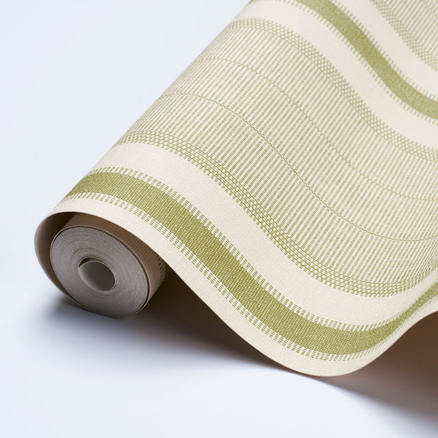Ipala Stripe Vinyl Fern by Schumacher High-Performance Stripe Wallpaper – 5015802