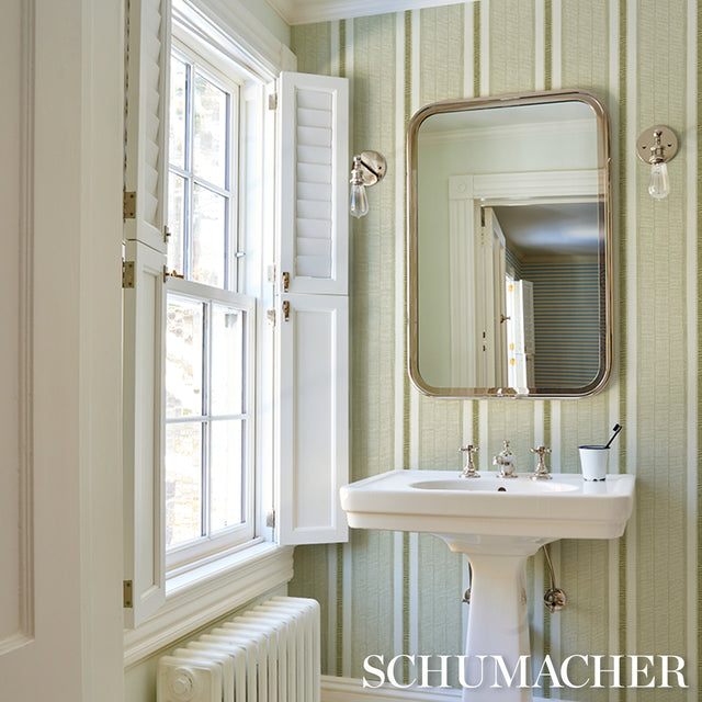 Ipala Stripe Vinyl Fern by Schumacher High-Performance Stripe Wallpaper – 5015802