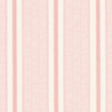 Ipala Stripe Vinyl wallpaper in blush by Schumacher, a high-performance Type II vinyl wallcovering with a multi-width stripe pattern, shown in a bathroom interior.
