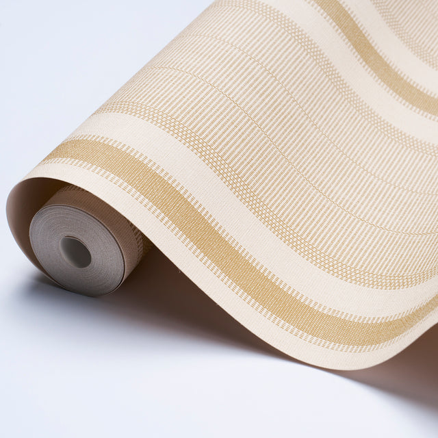 Ipala Stripe Vinyl Bisque by Schumacher High-Performance Type II Vinyl Wallpaper – 5015805