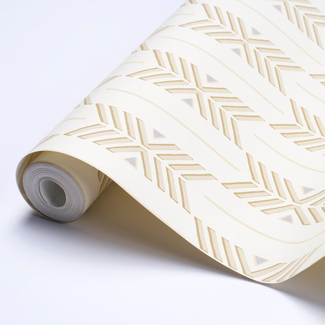 Quiver Sesame by A Rum Fellow Modern Chevron Stripe Wallpaper – Schumacher 5015810