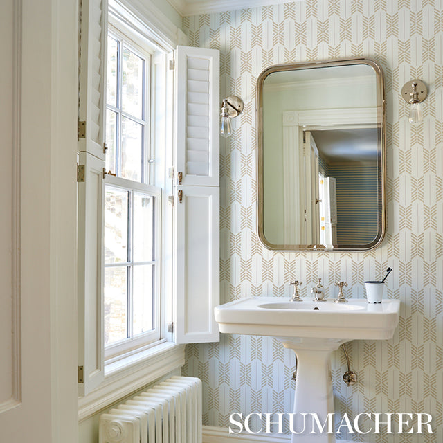 Quiver Sesame by A Rum Fellow Modern Chevron Stripe Wallpaper – Schumacher 5015810