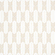 Quiver Sesame by A Rum Fellow for Schumacher. Modern chevron stripe wallpaper in neutral tones, shown in a styled bathroom and detail shots.