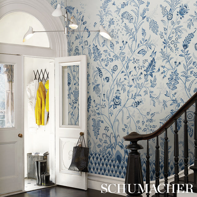 Chinoiserie Grande Panel Set Indigo by Schumacher – Mark D. Sikes Designer Wall Mural 5015820