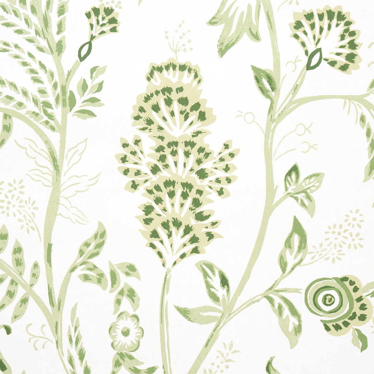 Chinoiserie Grande Panel Set Leaf Green by Mark D. Sikes Botanical Wall Mural – Schumacher 5015821