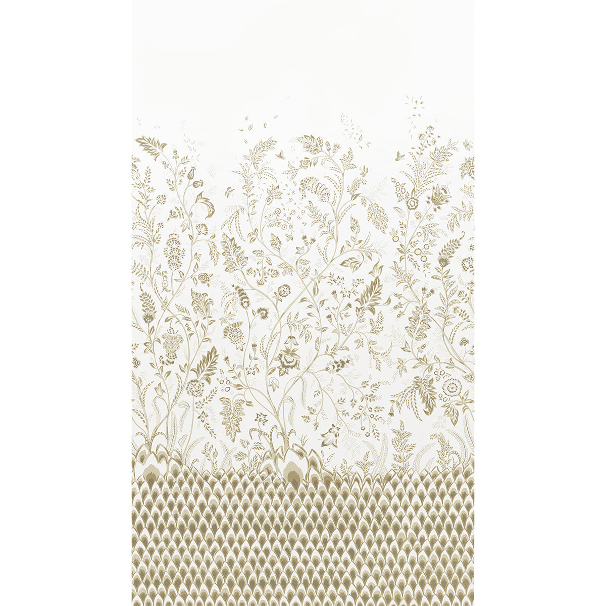 Chinoiserie Grande Panel Set in Neutral by Mark D. Sikes for Schumacher, large-scale botanical and architectural wall mural panel set.