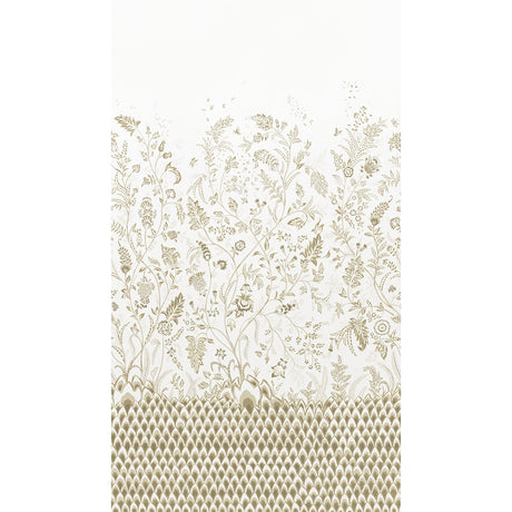 Chinoiserie Grande Panel Set in Neutral by Mark D. Sikes for Schumacher, large-scale botanical and architectural wall mural panel set.