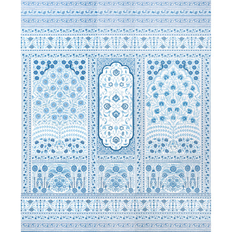 Montecito Panel Set in Indigo by Mark D. Sikes for Schumacher, large-scale paisley, floral, and medallion wallcovering panel set.