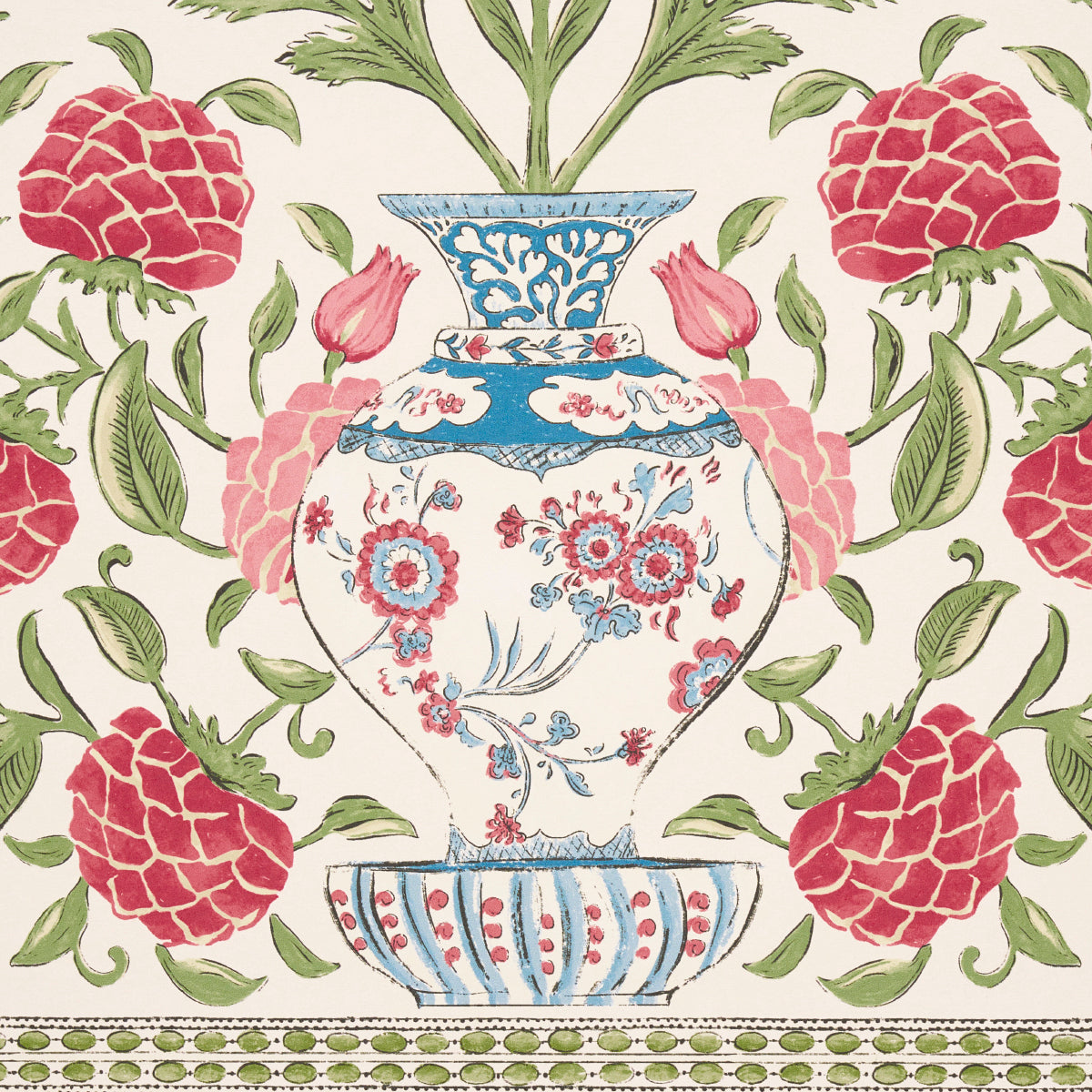 Montecito Panel Set Red by Mark D. Sikes Paisley Floral Medallion Wallcovering – Schumacher 5015831