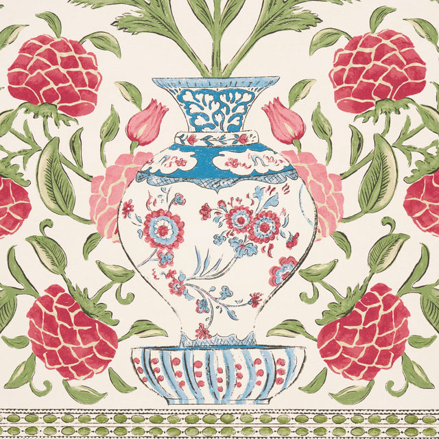 Montecito Panel Set Red by Mark D. Sikes Paisley Floral Medallion Wallcovering – Schumacher 5015831