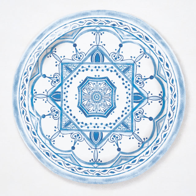 Montecito Porcelain Indigo by Mark D. Sikes Blue and White Plate Wallpaper – Schumacher 5015840