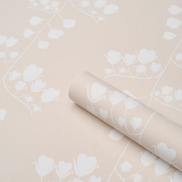Bleeding Hearts Neutral by Peg Norriss Contemporary Floral Wallpaper – Schumacher 5015860