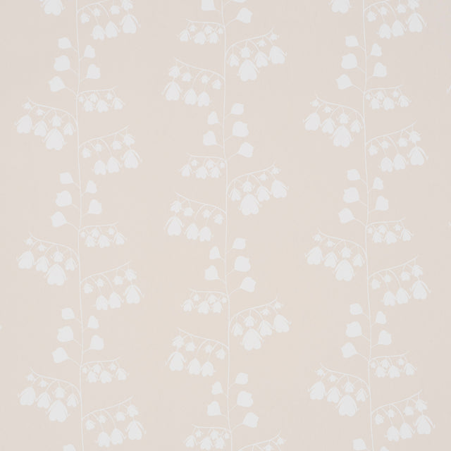 Bleeding Hearts wallpaper by Peg Norriss for Schumacher, featuring a delicate neutral floral motif in a contemporary style.