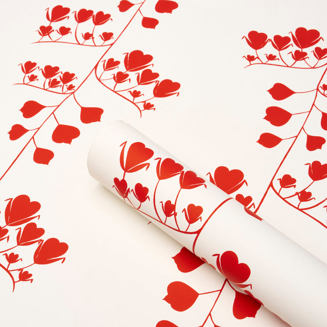 Bleeding Hearts Red by Peg Norriss Floral Wallpaper – Schumacher 5015861