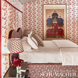 Bleeding Hearts Red by Peg Norriss Floral Wallpaper – Schumacher 5015861