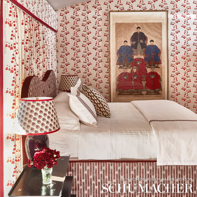 Bleeding Hearts Red by Peg Norriss Floral Wallpaper – Schumacher 5015861